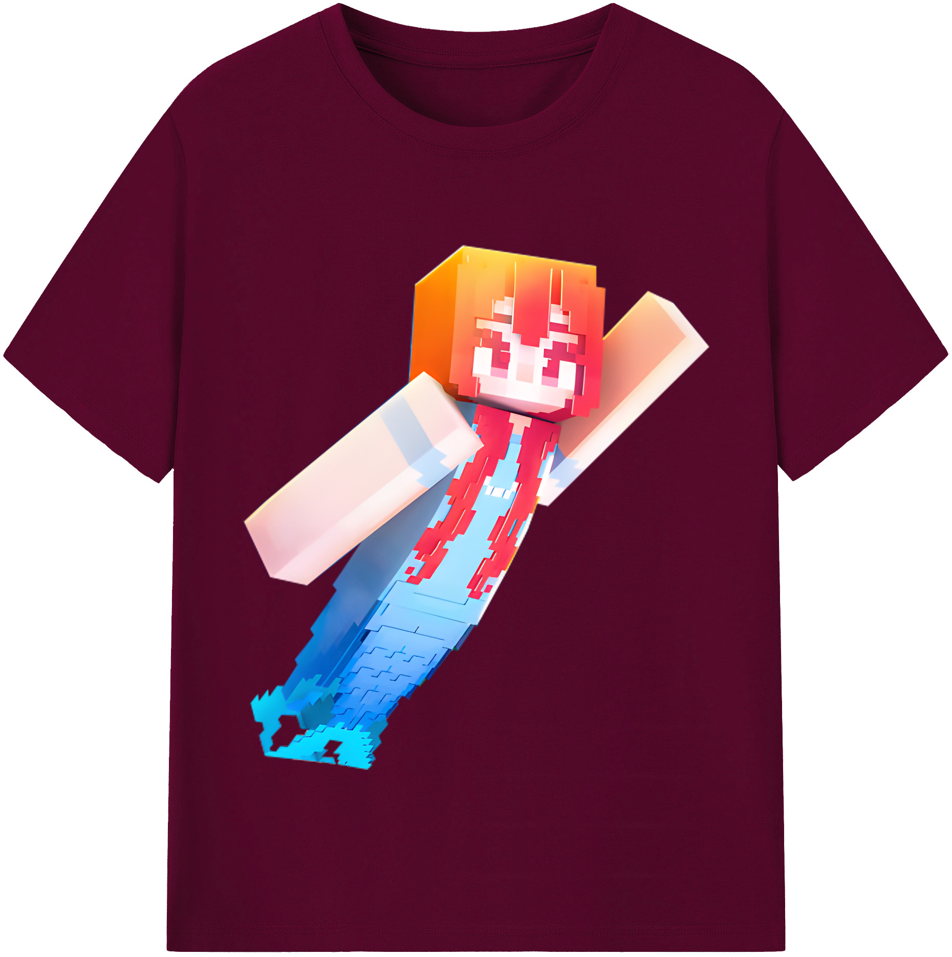 （画像用） マインクラフト ブロックの世界 Minecraft MC Block world レディースカジュアルプリントTシャツ（綿100％）